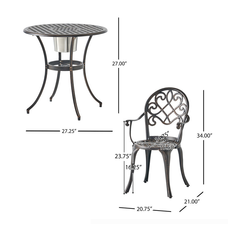 Alcott Hill Chestnut Street 3 Piece Bistro Set Reviews Wayfair